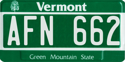 VT license plate AFN662