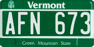 VT license plate AFN673
