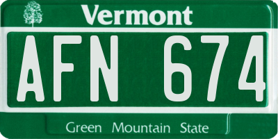 VT license plate AFN674