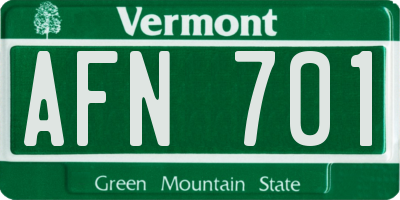 VT license plate AFN701