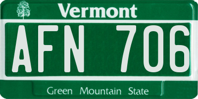 VT license plate AFN706