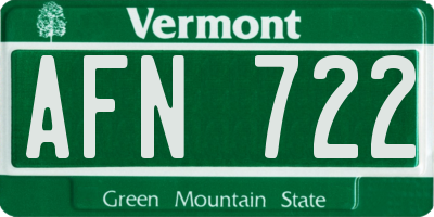 VT license plate AFN722