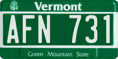 VT license plate AFN731