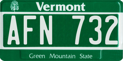 VT license plate AFN732