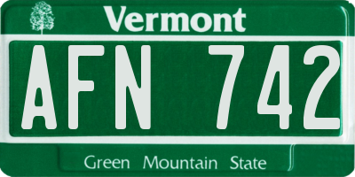 VT license plate AFN742