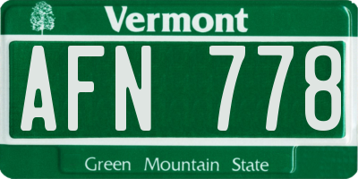 VT license plate AFN778