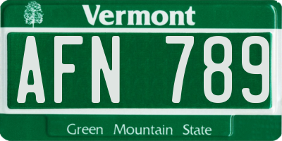 VT license plate AFN789