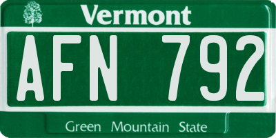 VT license plate AFN792
