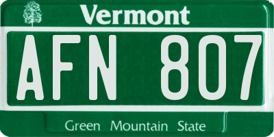 VT license plate AFN807