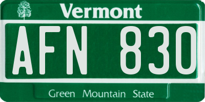 VT license plate AFN830