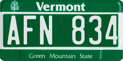 VT license plate AFN834
