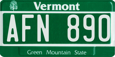 VT license plate AFN890