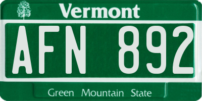 VT license plate AFN892