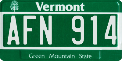 VT license plate AFN914