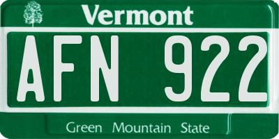 VT license plate AFN922