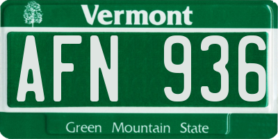 VT license plate AFN936