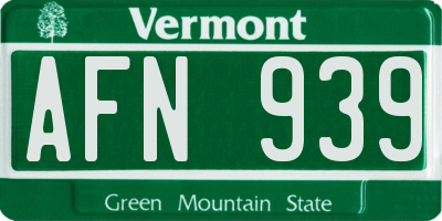 VT license plate AFN939