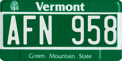VT license plate AFN958