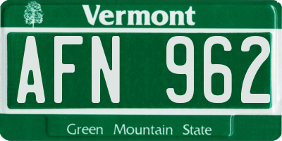 VT license plate AFN962