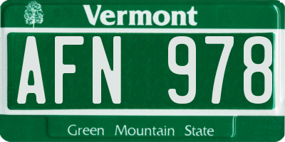 VT license plate AFN978