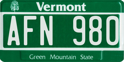 VT license plate AFN980