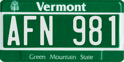 VT license plate AFN981