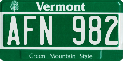 VT license plate AFN982