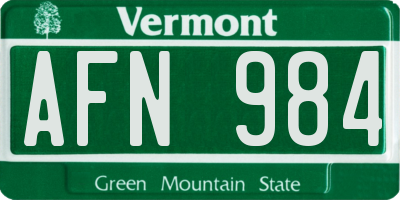 VT license plate AFN984