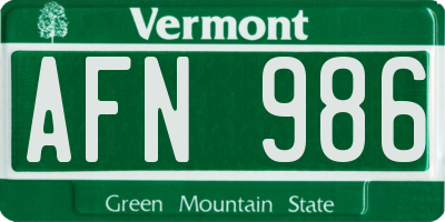 VT license plate AFN986