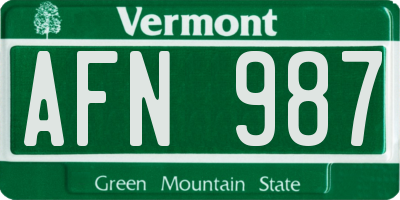 VT license plate AFN987