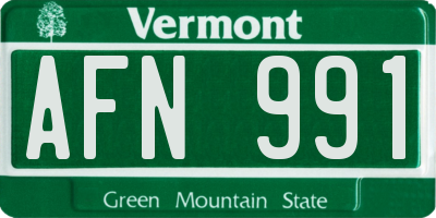 VT license plate AFN991