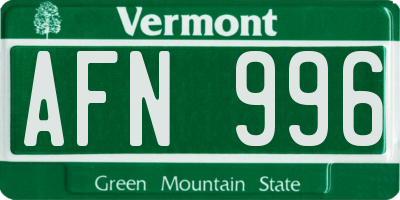 VT license plate AFN996