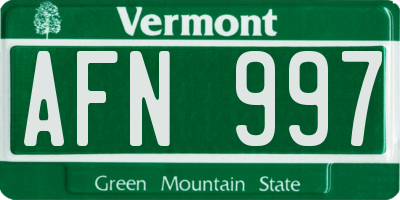 VT license plate AFN997