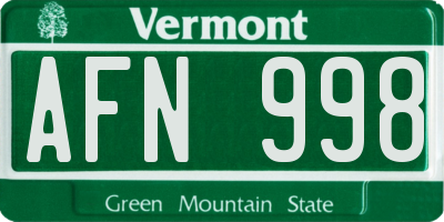 VT license plate AFN998
