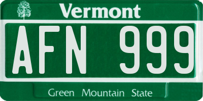 VT license plate AFN999
