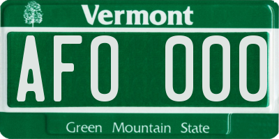 VT license plate AFO000