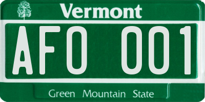 VT license plate AFO001