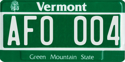 VT license plate AFO004