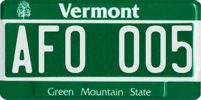 VT license plate AFO005