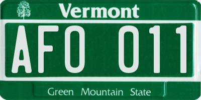 VT license plate AFO011