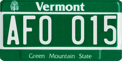 VT license plate AFO015