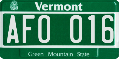 VT license plate AFO016