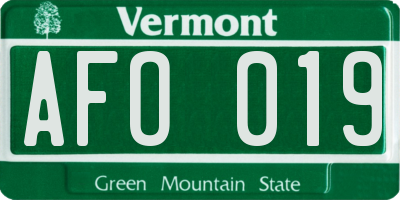 VT license plate AFO019