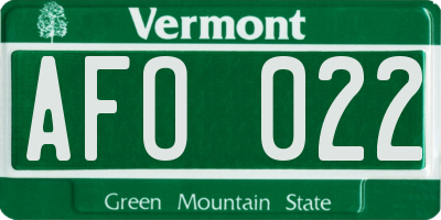 VT license plate AFO022