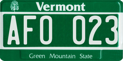VT license plate AFO023