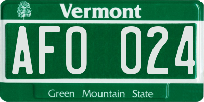 VT license plate AFO024