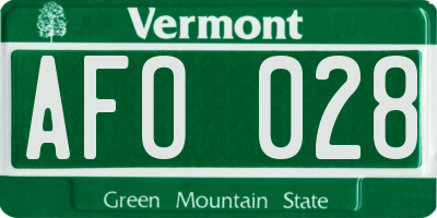 VT license plate AFO028