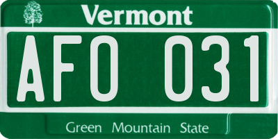 VT license plate AFO031