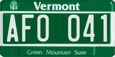 VT license plate AFO041