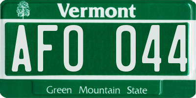 VT license plate AFO044